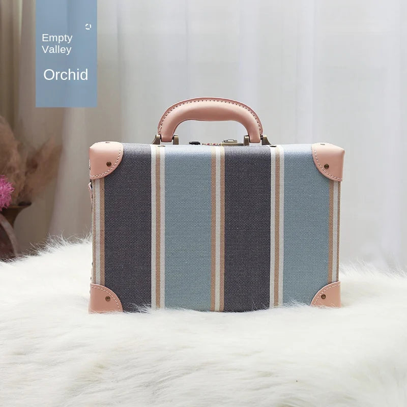 13/16/18 Inch Vintage Cosmetic Case Mini Carry-on Luggage Suitcase PU Lightweight Ready Bag Handbag Password Lock Makeup Box