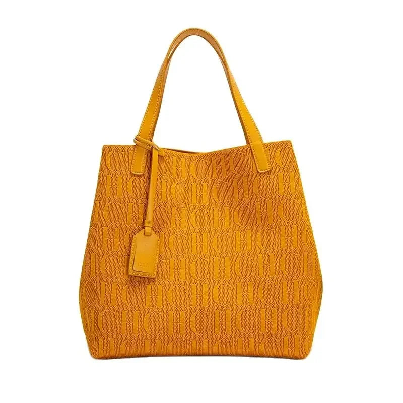 CH High Quality Craft Large Capacity Handbag Ladies Shoulder Bag Fashion Classic New Pure Color Outer Pocket Ladies Handbag