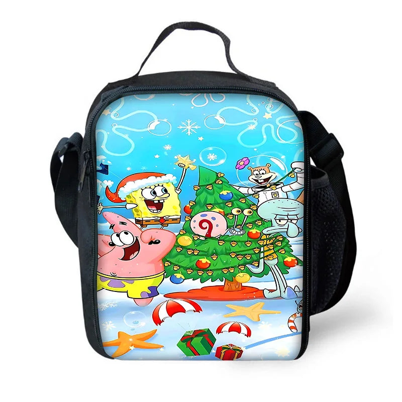 Cute Potdemiel Child School Backpack with Lunch Bags ,Pencil Bags ,School Bags for Boys Girls S-Sponge-BobS Best Gift
