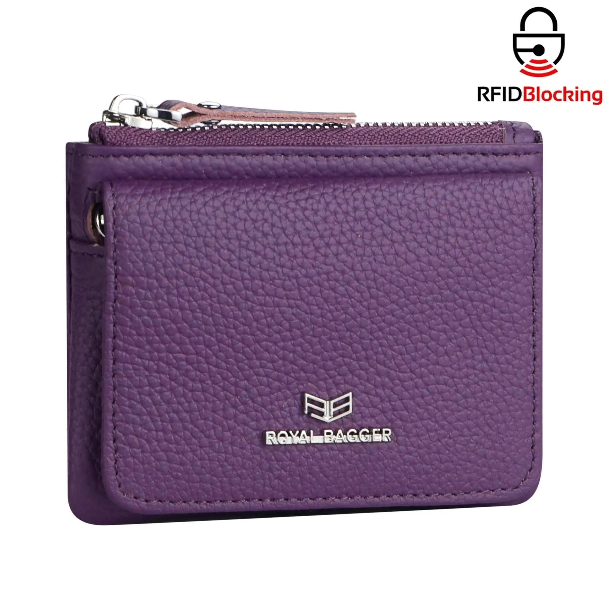 Royal Bagger Genuine Leather Women's Coin Purse Woman card holder wallet RFID Blocking Small Wallet Casual Zipper Change Pouch
