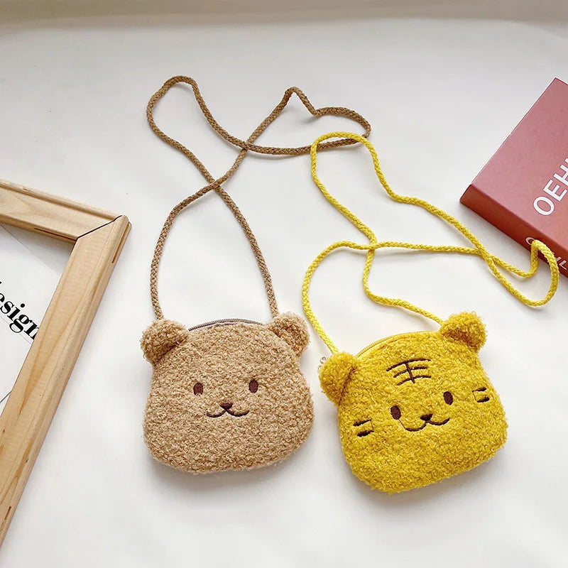 Soft Plush Bear Rabbit Cartoon Children Coin Purse Cute Animal Zipper Kid Shoulder Bag Girl Messenger Bag Mini Handbag Purse