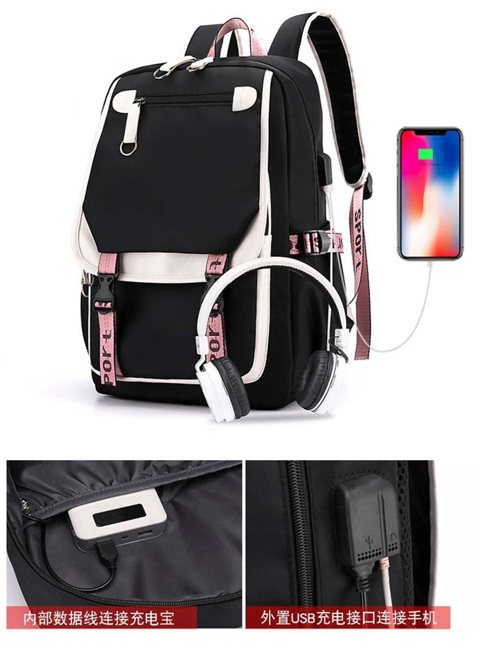Boba Axolotl Anime School Backpack for Teenage Girls Fashiona Back To School Bookbag Mochila Bookbag with Lunch Bags ,Pencil Bag