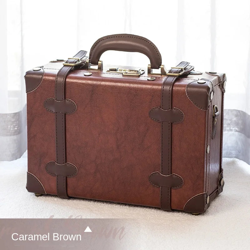 13/16/18 Inch Vintage Cosmetic Case Mini Carry-on Luggage Suitcase PU Lightweight Ready Bag Handbag Password Lock Makeup Box