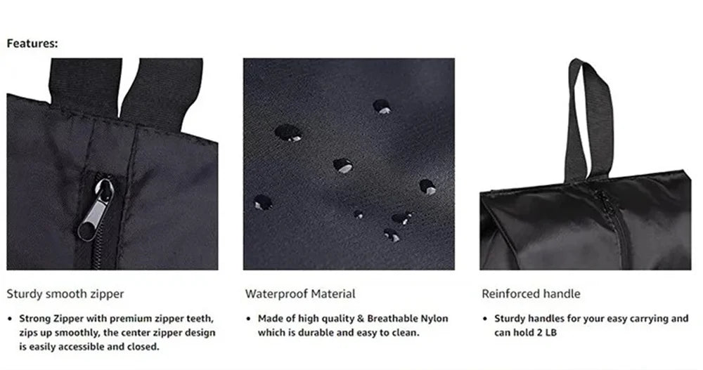 2 or 4 Pack: Portable Nylon Waterproof Shoe Storage Bags with Zipper Closure