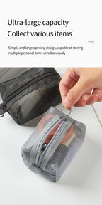 Multipurpose Breathable Square Mesh Storage Pouch Lightweight Mini Wash Bag Mini Zipper Coin Purse Large Capacity Coin Purse