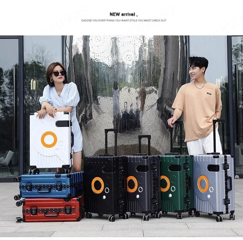 Aluminum Frame Suitcase Super Silent Combination Lock Boarding Rolling Luggage Fashion New Trolley Case 20/22/24/28 Inch