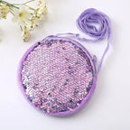 Round Princess Coin Purse Color Sequins Shiny Lanyard Shoulder Bag Children's Messenger Small Pack Kids Handbag Lovely Girl Gift
