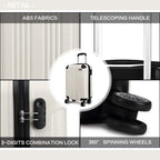 KONO Suitcase Lightweight hard case trolley suitcase with 4 twin wheels ABS material