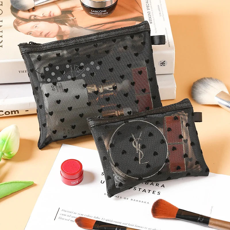 Transparent Makeup Bag (heart print)