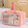 Dry-wet separation double transparent PU makeup bag portable washing bag cosmetic storage bag travel fitness swimming essentials