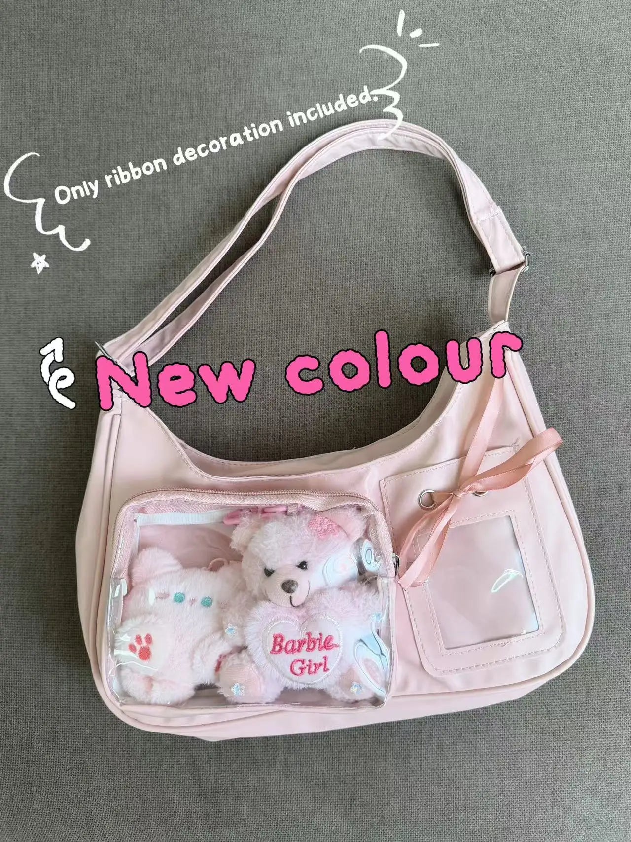 Y2k Harajuku Shoulder Bag Women Korean Transparent Ita Bag School Crossbody Bag Female Japanese Designer Preppy Handbag Purse