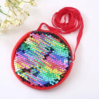 Lovely Round Princess Coin Purse Color Sequins Shiny Lanyard Shoulder Bag Children's Messenger Small Pack Kids Handbag Girl Gift
