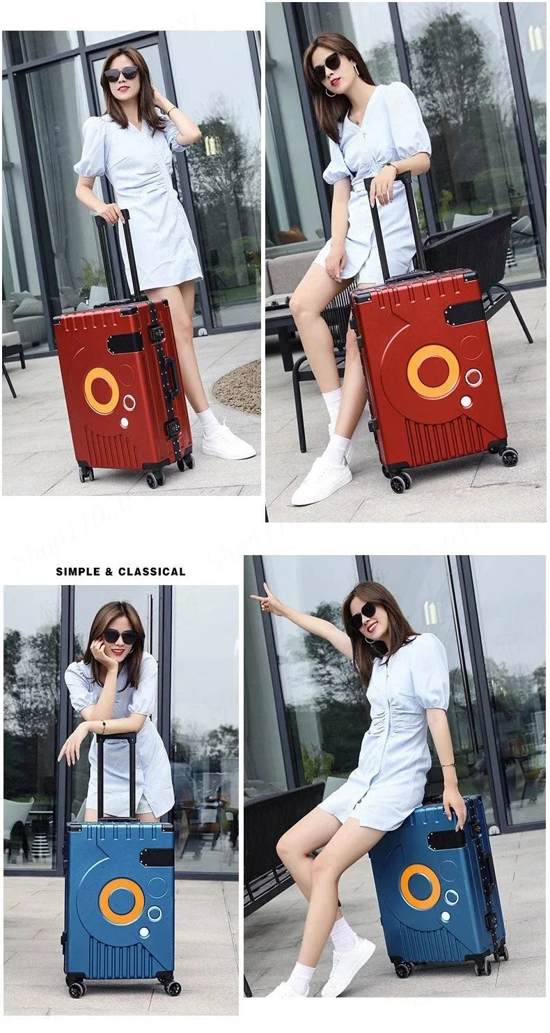 Aluminum Frame Suitcase Super Silent Combination Lock Boarding Rolling Luggage Fashion New Trolley Case 20/22/24/28 Inch
