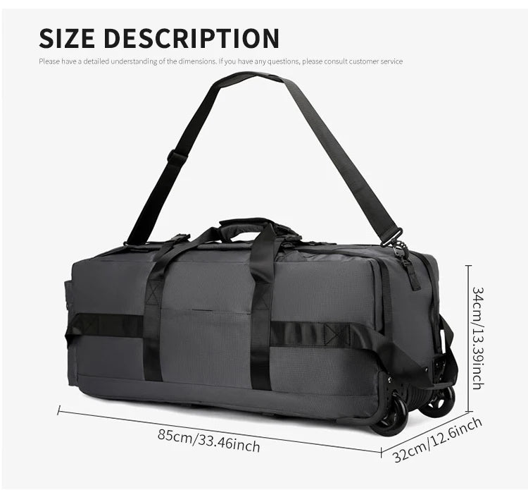 Travel Bag, Large Capacity Handbag, Portable Outdoor Carry-On Luggage, Wheeled Travel Bag, Convenient and Practical Unisex Travel Bag