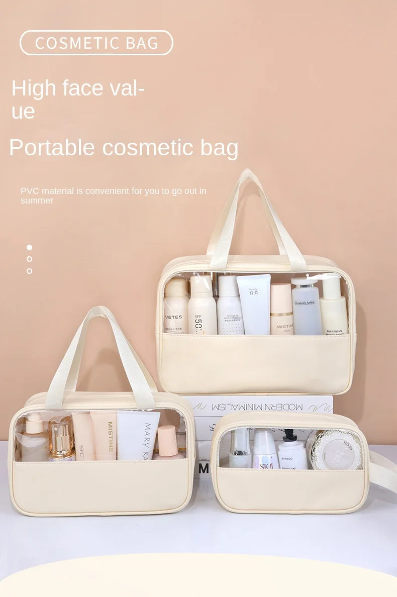 Portable Travel Cosmetic Bag Women Transparent Makeup Bag Large-Capacity Bath Wash Bags Multifunction Waterproof Storage Case