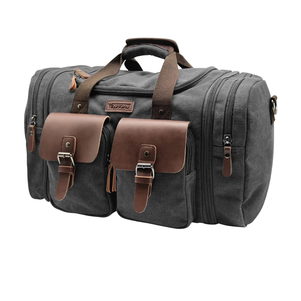 Canvas Leather Weekender Duffle Bag